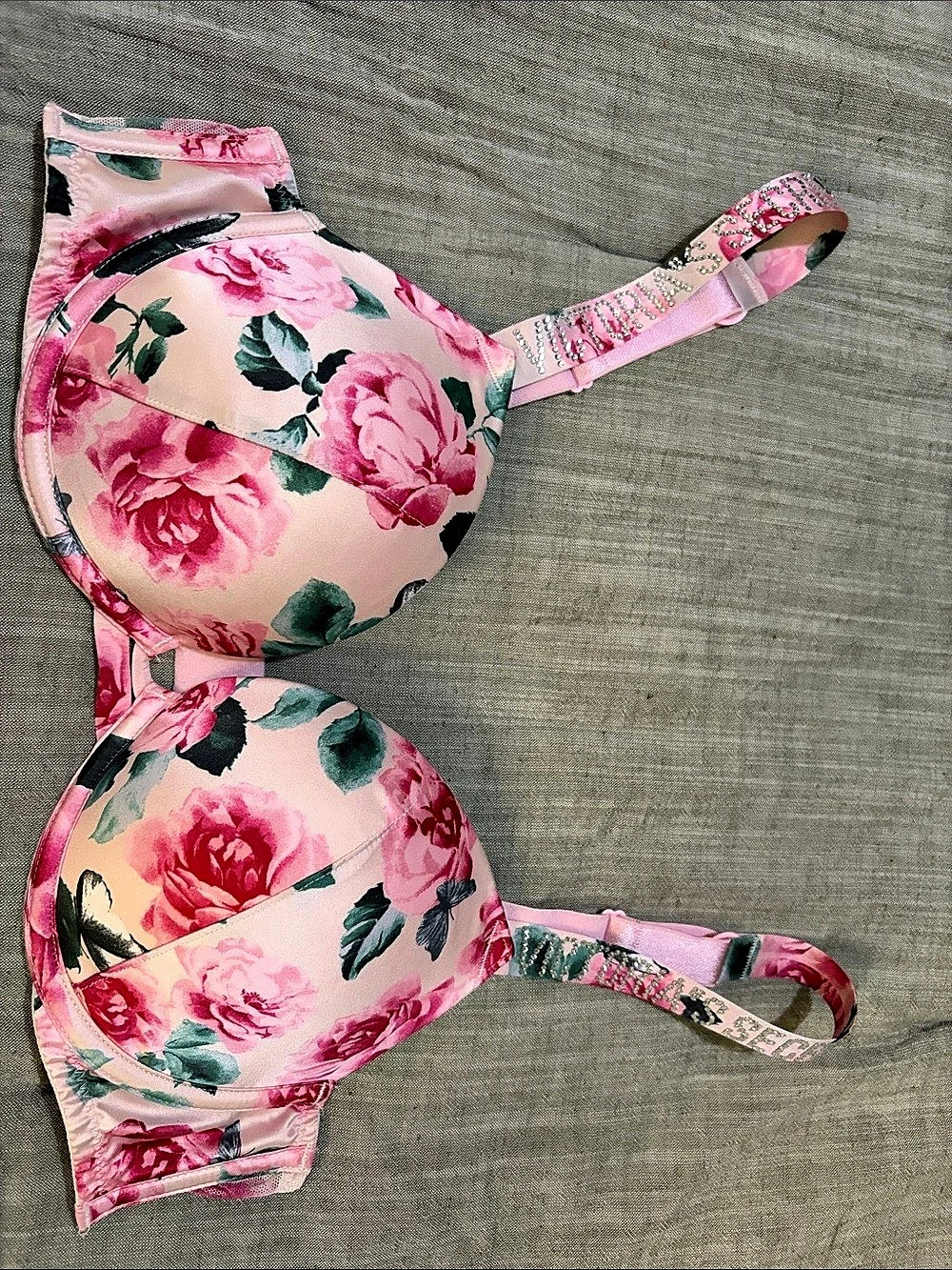 Victoria's Secret Very Sexy Push-Up Bra Floral Pink & Green 36A/A80